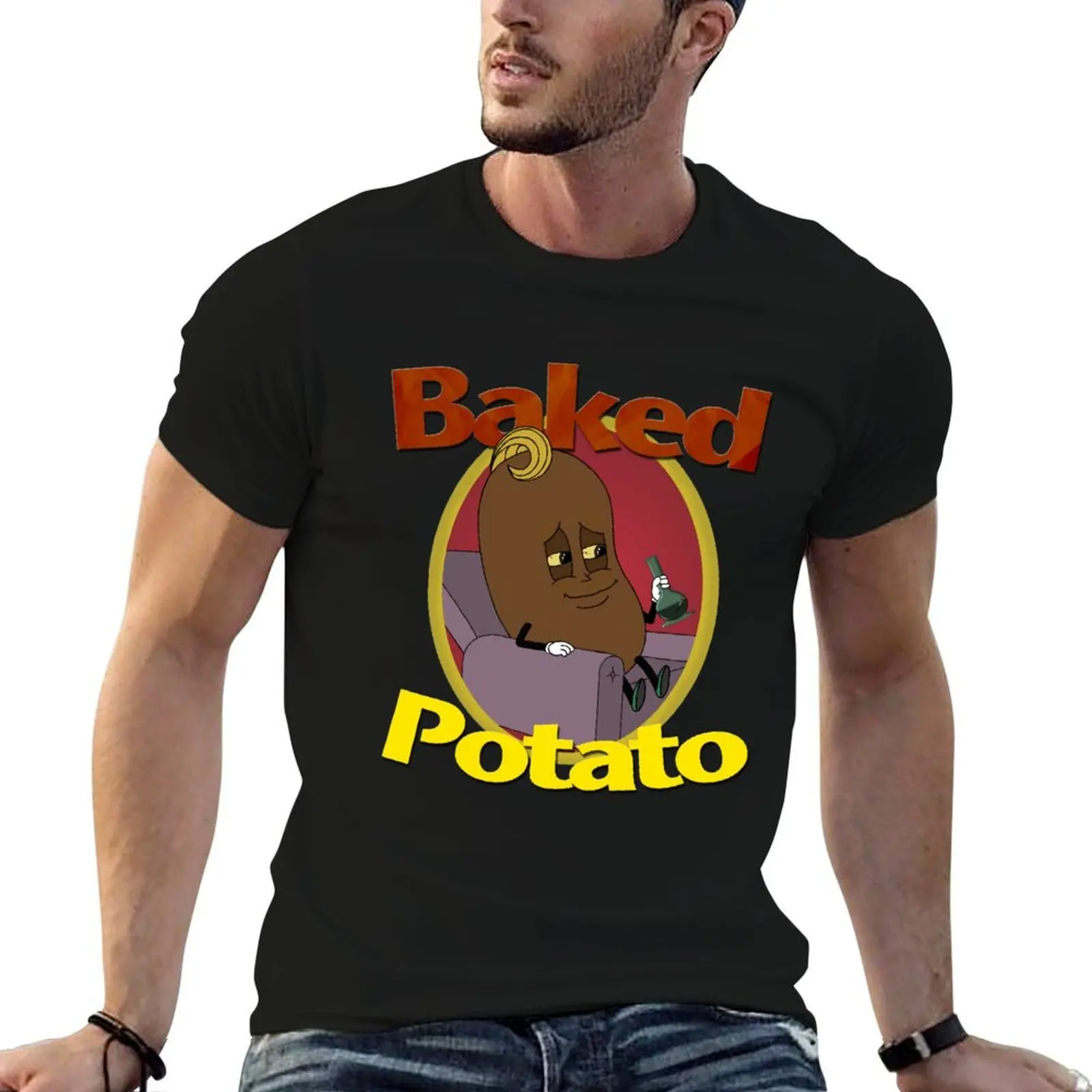 Baked Potato Cartoon T-Shirt t shirts for man pack white graphic t shirts for man cotton t shirt man T-shirt