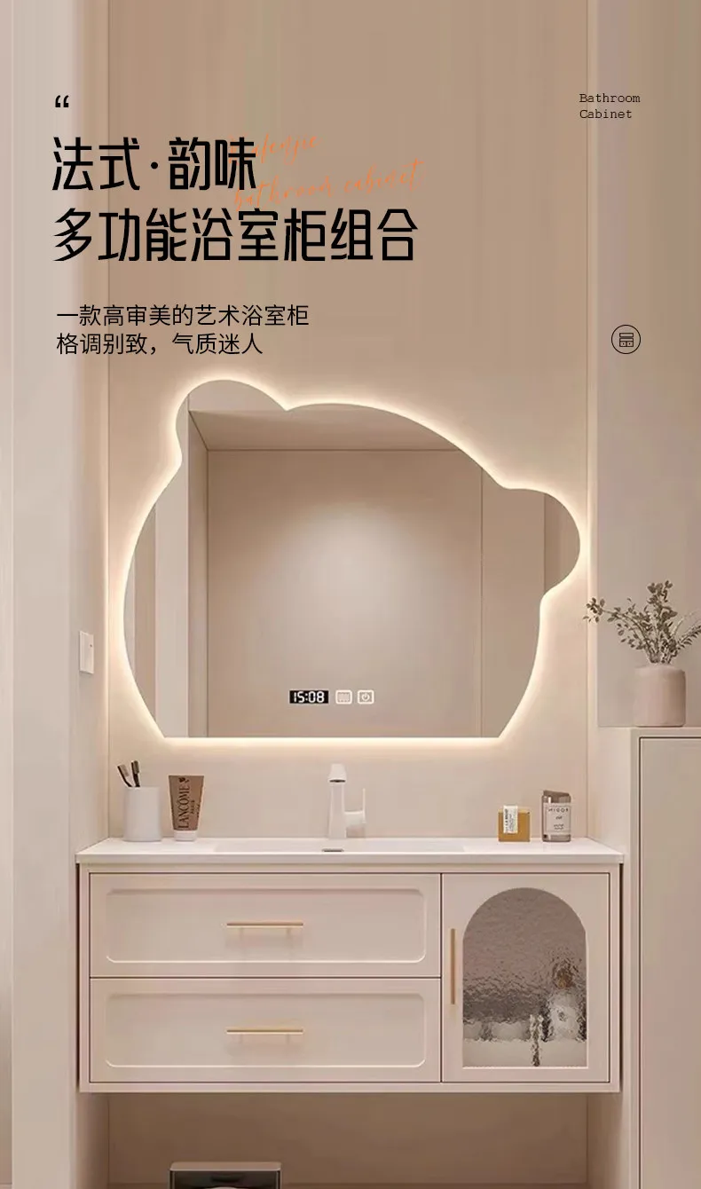 

Комплект мебели для ванной комнаты: тумба с интегрированной керамической раковиной, умывальник, тумба под умывальник