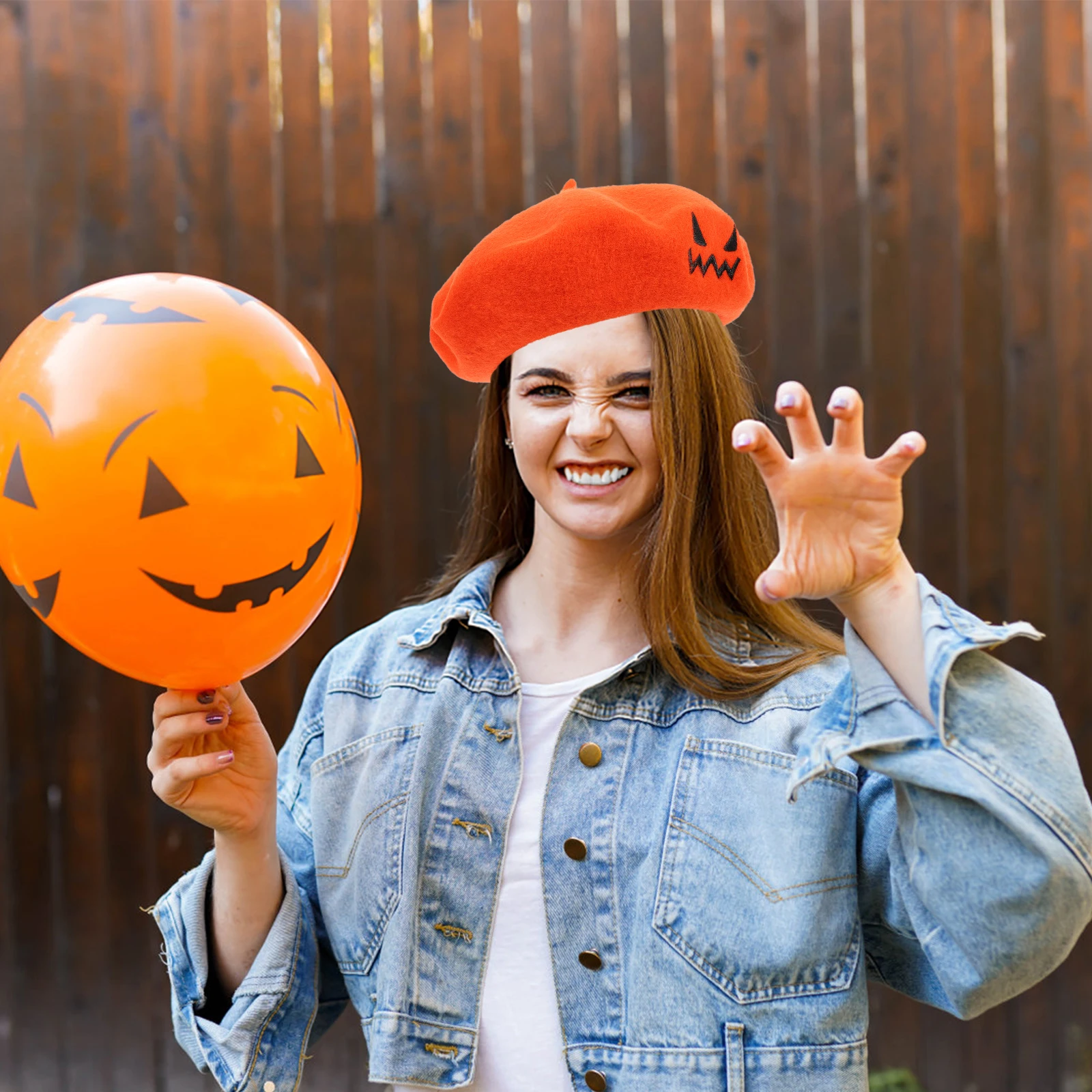 

Pumpkin Beret Women Girls Fashion Halloween Woolen Caps Party Theme Party Beret Winter Caps Modern Style Hat Outdoor Stylish Hat