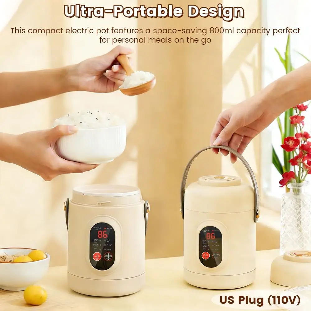 2026 New Upgrade Portable Electric Pot, 500W Mini Cooker With Stainless Steel & 9-Hour Keep-Warm, Compact Travel Cooker For Soup