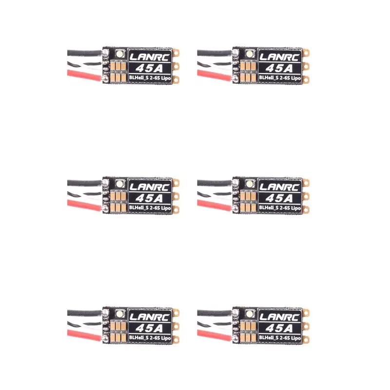 6x-blheli-s-2-6s-lipo-45a-esc-sans-balais-avec-led-rgb-programmable-integree-d-shot-150-300-600-oneshot125
