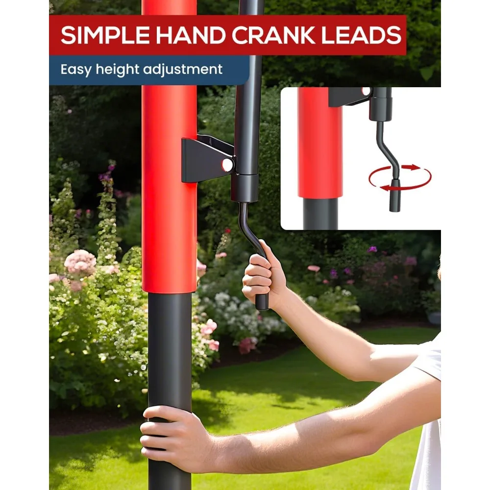 Verstellbares 10 Fuß großes Outdoor-Basketballtor mit Kurbel, 45–54 Zoll bruchsicheres Bodensystem für Haltbarkeit und Vielseitigkeit