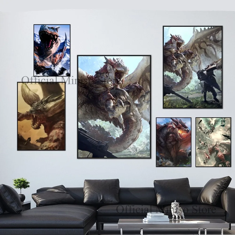 1pc Monster Hunter Self-adhesive Art Poster Waterproof Paper Sticker Coffee House Bar Room Wall Decor