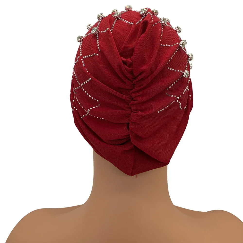 Muslim Inner Hijabs Islam Under Scarf Cap Stretchy Headscarf Bonnet Turbante Mujer Rhinestone Head Wraps for Ramadan Women