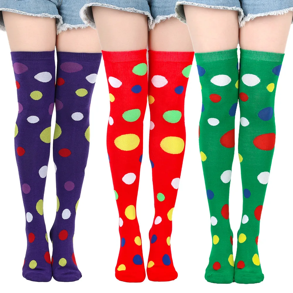 

1 Pair dot over knee thigh socks knee-high dance stocking women boot sock leg high clown stockings womens gift cosplay accessory