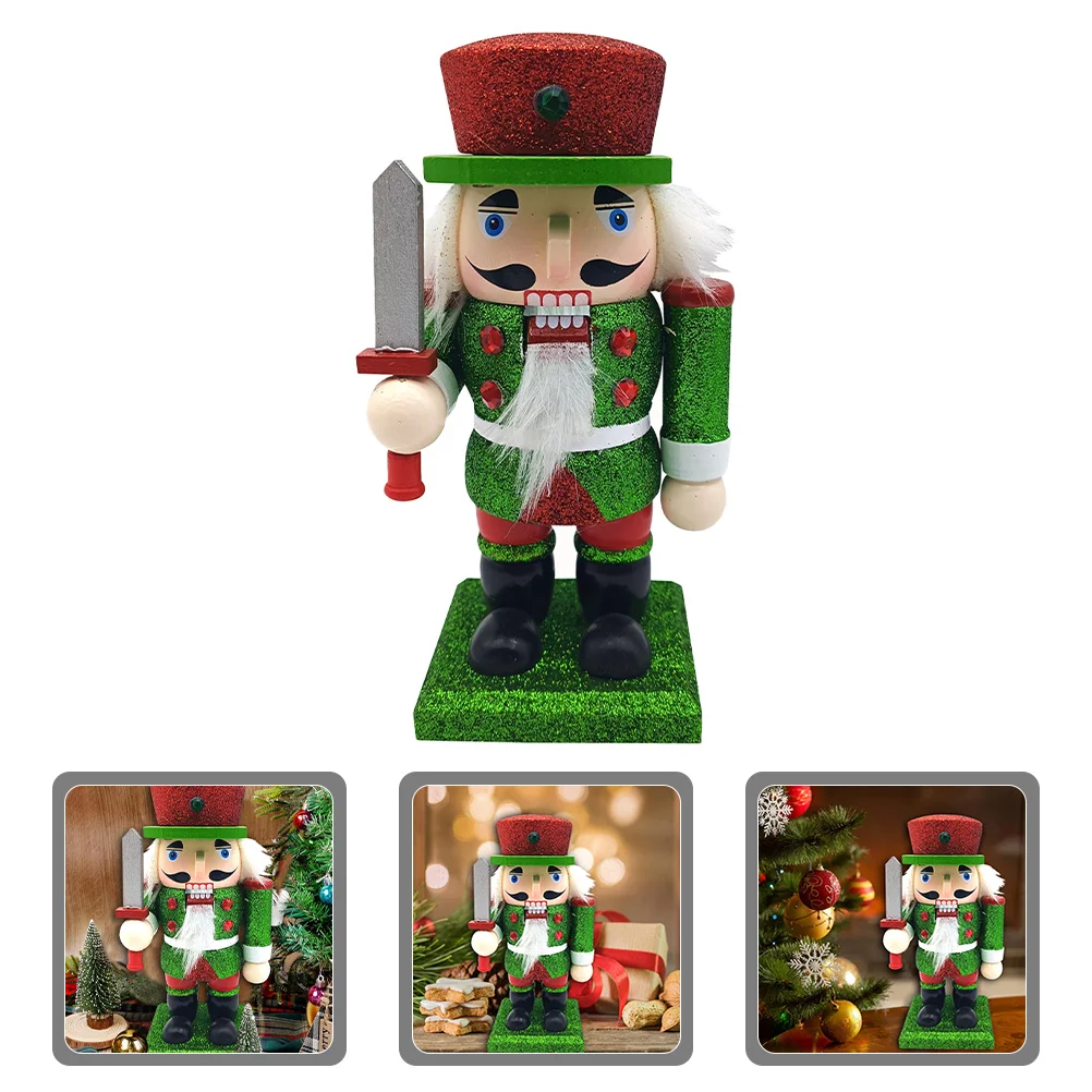 

Wooden Nutcracker Christmas Decor for Tabletop Fireplace Display Cute Xmas Festival Ornament Desktop Decoration Craft