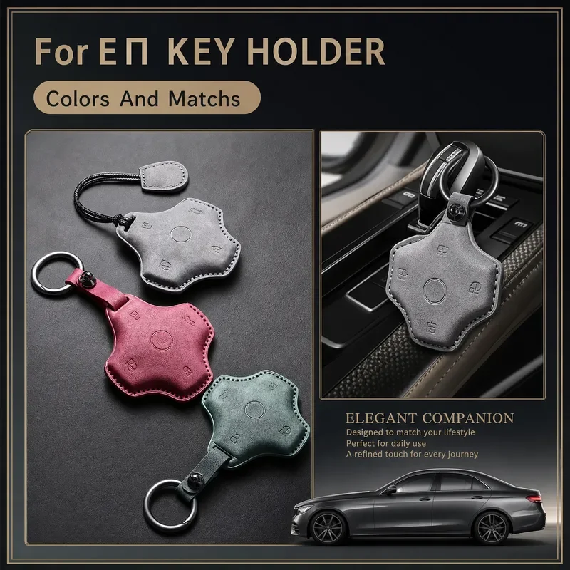 For Dongfeng Eπ 007 008 Leather Key Case Cover Smart Remote Control Fob Shell Protective Holder Decorative Auto Accessories