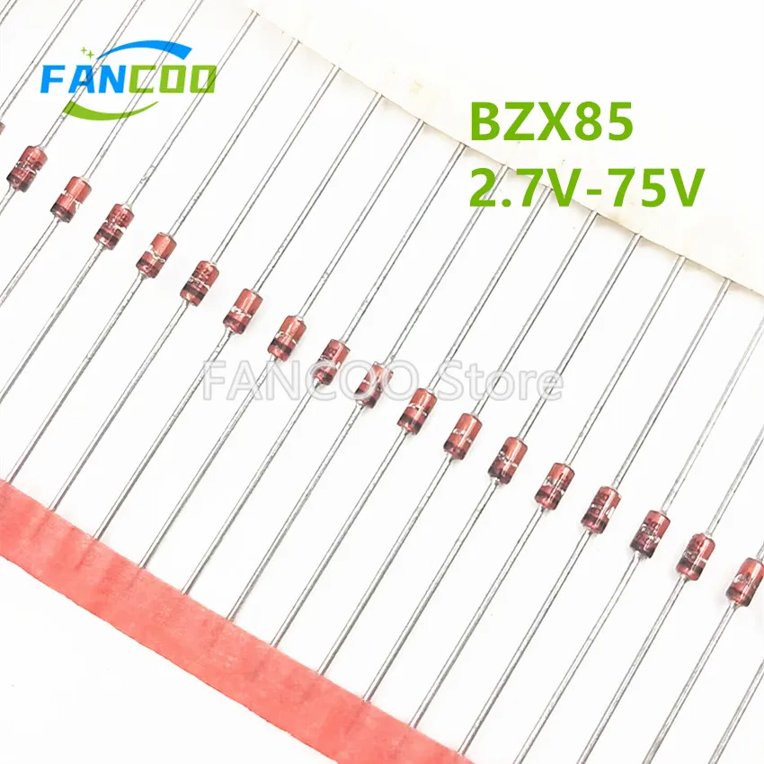 100 pz 2.7V-75V BZX85 BZX85C11 BZX85C12 12V BZX85C13 13V BZX85C15 BZX85C16 BZX85C18 BZX85C20 BZX85C22 BZX85C24 BZX85C27 bzx8530