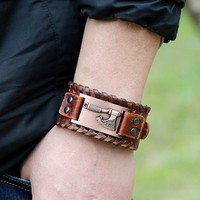 New Retro Wide Leather Nordic Rune of Odi Bracelet Men's Bracelet Axe Design Celtic Viking Jewelry Bracelet Party Gifts