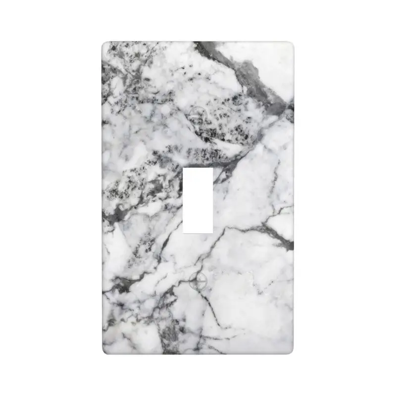 White Grey Marble Single Toggle Light Switch Cover Decorative Wall Plate 1 Gang Plastic Faceplate For Home Decor Panel