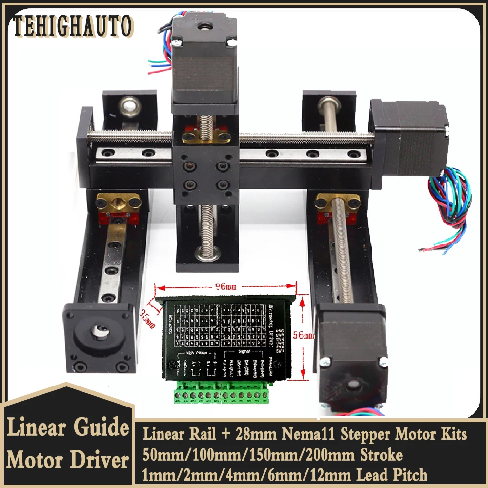 

Table Linear Guides Slide Stage 50~300mm Stroke Pitch 1-12mm Bearing Linear Rail Motor Driver Kits CNC Parts for 3D Printer XYZ