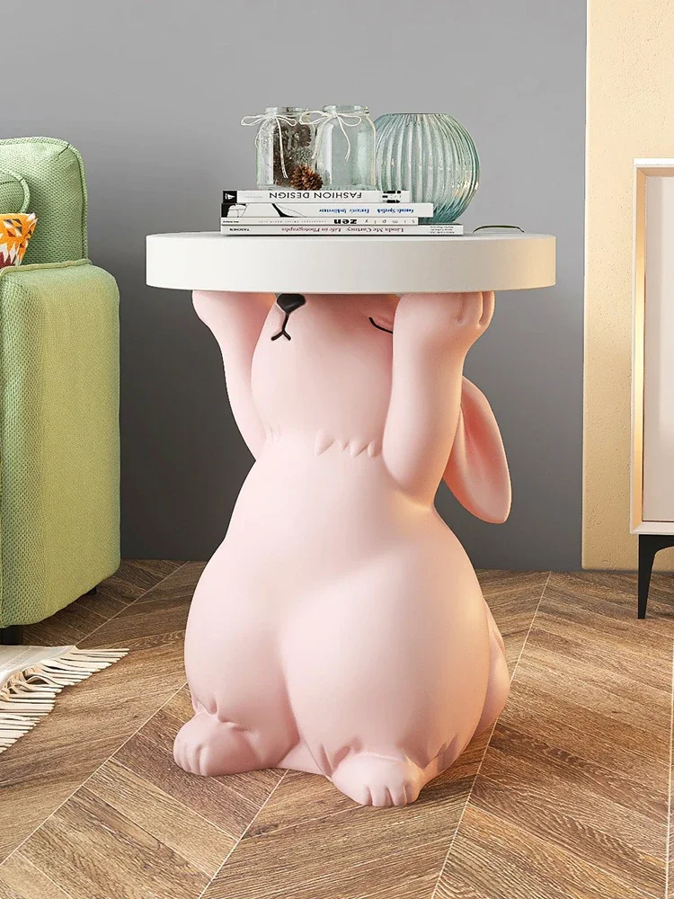 Home Decor Creative Rabbit Statues Side Table Round Coffee Table Living Room Sofa Corner Tables Room Decor Love Bedside Tables