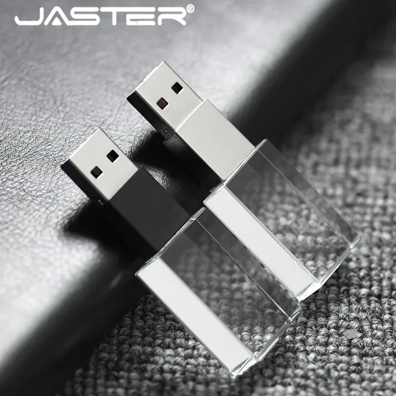 JASTER DIY 1 PCS Free Custom LOGO New Rotating Glass Usb 2.0 Flash Memory with Keychain (without LED Lights)