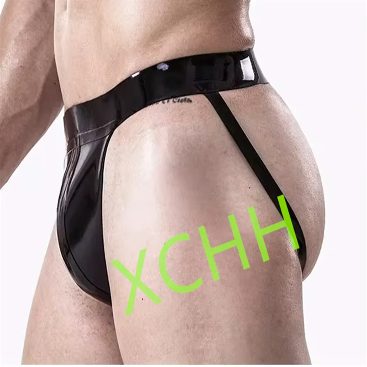 Pantalones cortos de látex para hombre, calzoncillos de goma con espalda abierta, bóxer masculino hecho a mano, disfraces de cosplay, hechos a medida.
