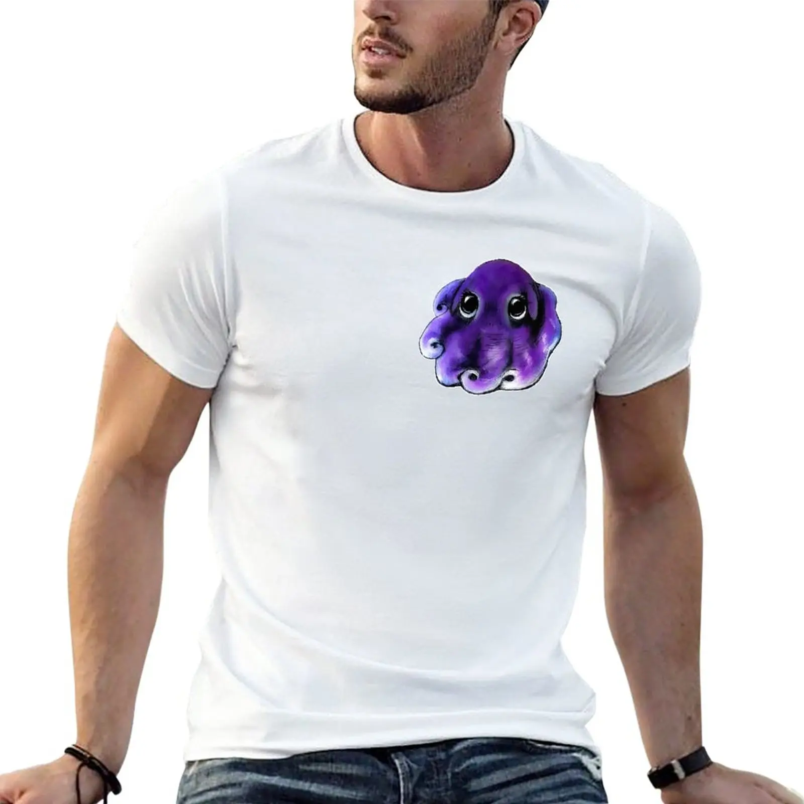 

New Cute purple octopus acrylic painting T-Shirt sweat shirt graphic t shirts sublime t shirt cute tops mens t shirt graphic