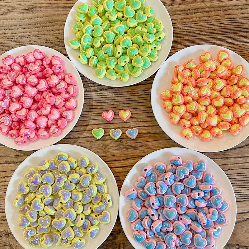 Perles Colorées en Forme de Cœur, en Acrylique UV, pour Bijoux, Bracelet, Collier, Téléphone, 17mm, 20 Pièces