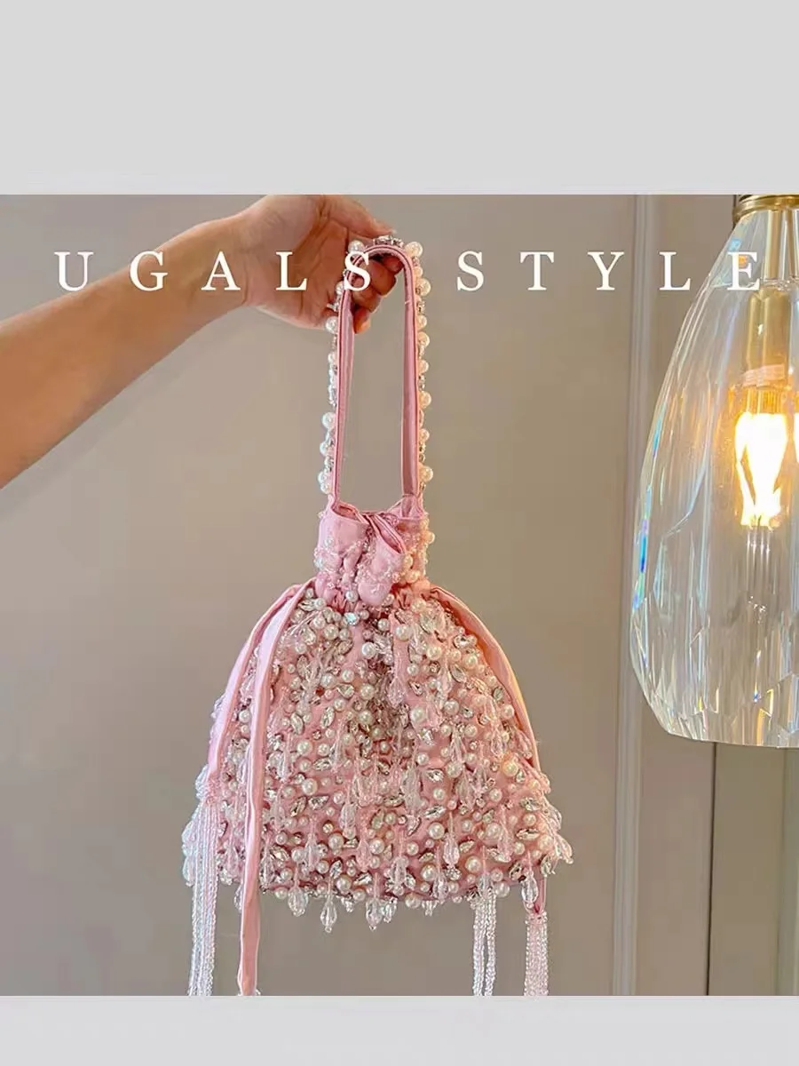 beads-beading-tassel-handmade-satin-bucket-bag-glitter-diamonds-pearl-beaded-women's-handbag-lady-purse-female-shoulder-bag