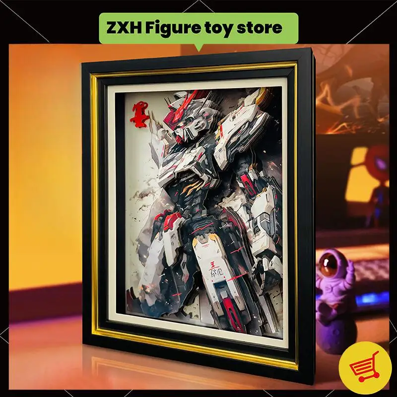 Pg Anime Peripheral The Anime Figurine Decoration Hand-Made Mg Unicorn Attacking Free Animation Stereoscopic Painting Decoration