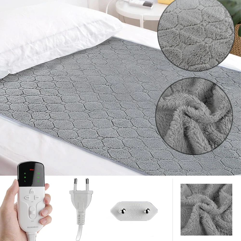 RUIANBAO Heated Blanket Throw 2-Layer Flannel Electric Blanket Timer Heated Pad 220V 150*75cm Thermal Mattress Heated Bed Warmer