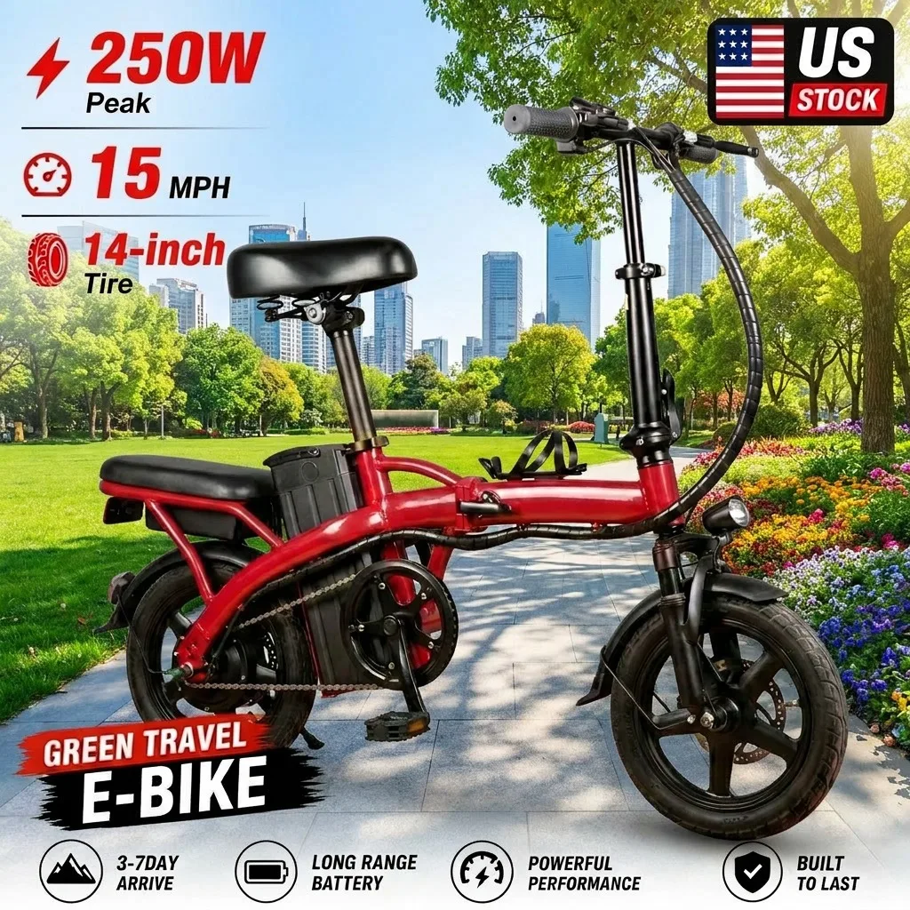 

Dirt Bike Electric,Foldable Electric Bike For Adults, 14" Electric E-Bike With 500W Peak Motor, Max 45 Miles 19 MPH Electric Bicycles, Dual Front Suspension，maximum load capacity of 120 kilograms