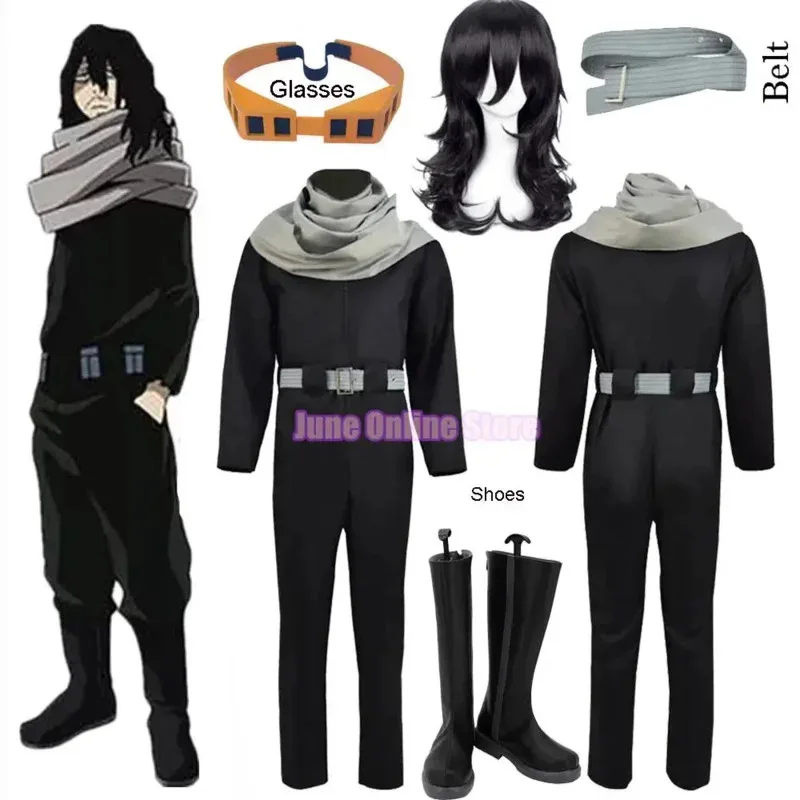 

Аниме My Hero Academy Aizawa Shouta костюмы для косплея ластик для головы очки реквизит косплей одежда мужской мультяшный наряд парики обувь
