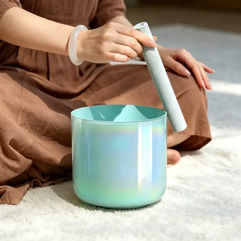 Alchemy Mint Green Universe Crystal Singing Bowl Chakra Healing Meditation Sound Therapy 99.99% Pure Crystal 440Hz/432Hz