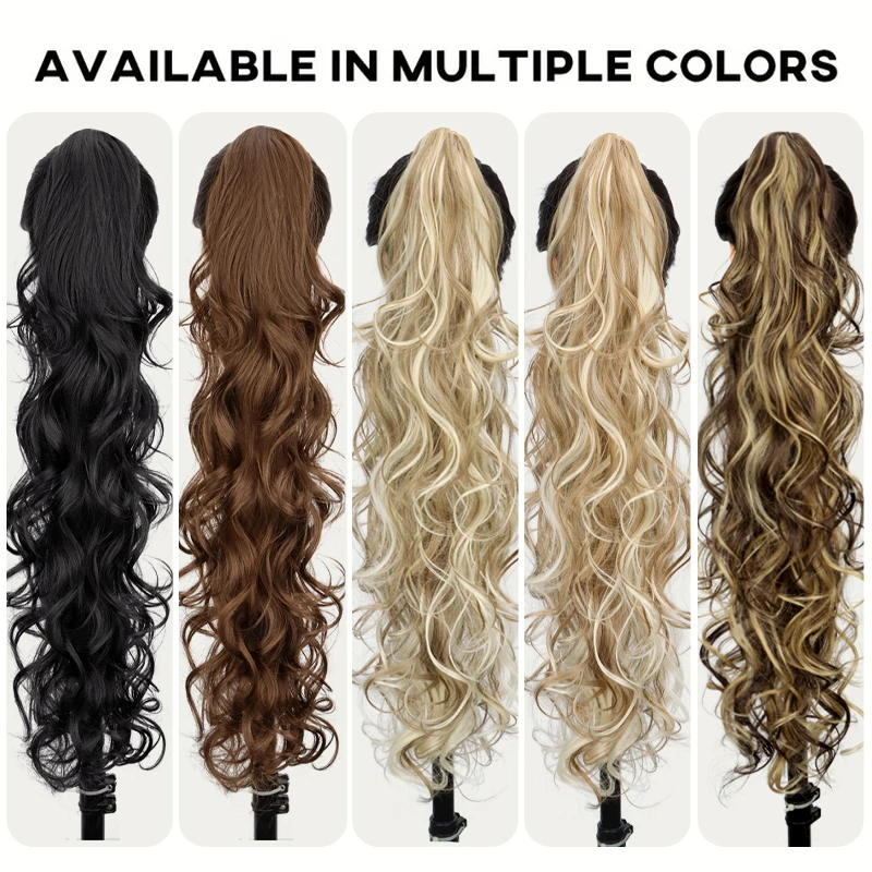 28Inch Synthetic Long Layered Curly Claw Clip Ponytail Hair Extensions Natural Wavy Clip On Ponytail Hairpiece for Women Daily