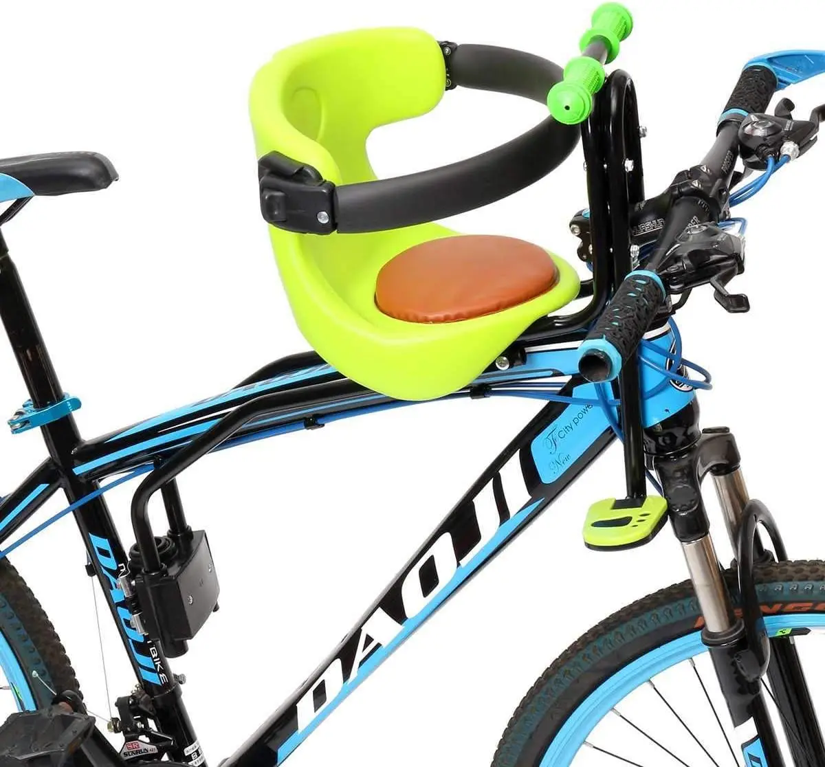 

NEW 20KG Kids Bike Seat Front Mounting Bicycle Mount BikeSafety Seat, Baby Bike Seat w/Handrail&Foot Pedals Kid Protect Chair