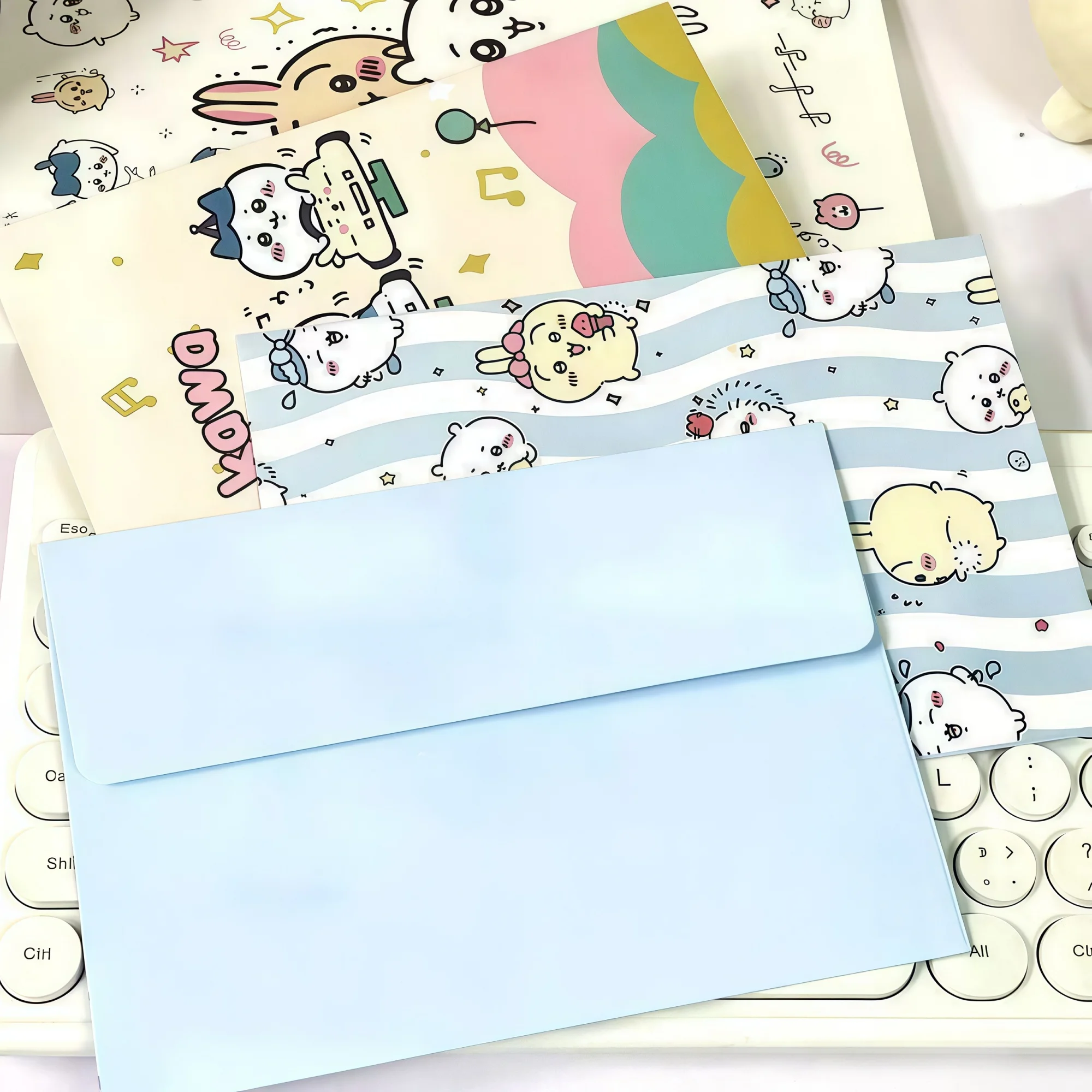 Chiikawa Letter Set 4 Envelopes +4 Lined Writing Paper Cute Anime Hachiware Rabbit Message Paper Party Invitation Gift