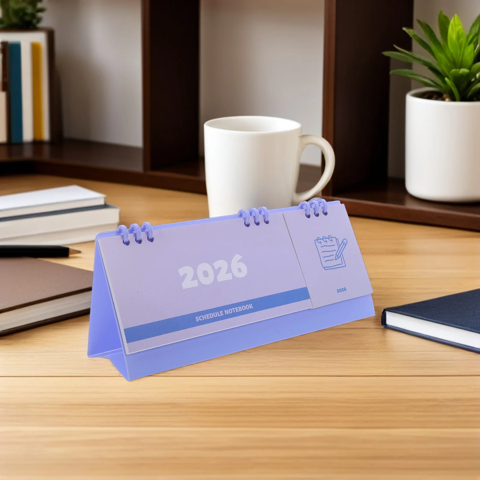 

Desk Calendar 2026 2 In 1 Standing Flip Desktop Calendar With Twin-Wire Binding Minimalist Notepad Weekly Monthly Planner