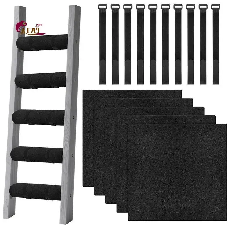 AEA9-5 PCS Bunk Bed Ladder Pads With 10 Adjustable Hoop Straps,For Bed Ladder Padding Loft Bed Safe And Comfortable Climbing