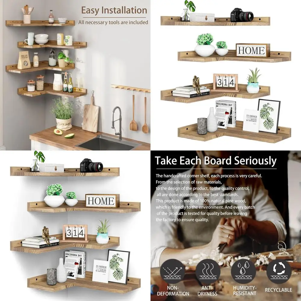 

4-уровневые настенные полки из соснового дерева в деревенском стиле – настенное хранилище для домашнего декора с отделкой под углеродистое покрытие
