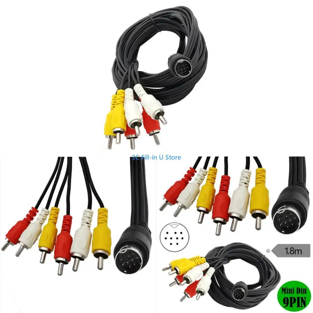 G8TA 9Pin Mini DIN to 6RCA AV Sound Video Cable with Coppers Conductors for Uninterrupted Transfer