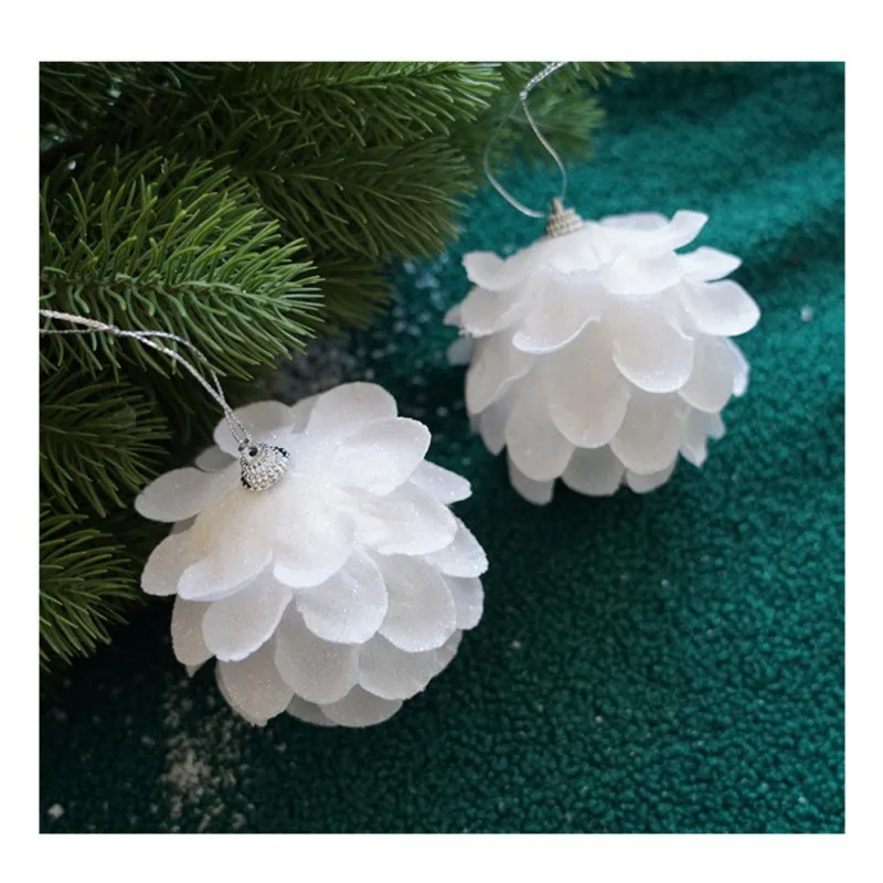 Bolas de espuma decorativas para árbol de Navidad, adornos navideños blancos para el hogar, Año Nuevo, 2024