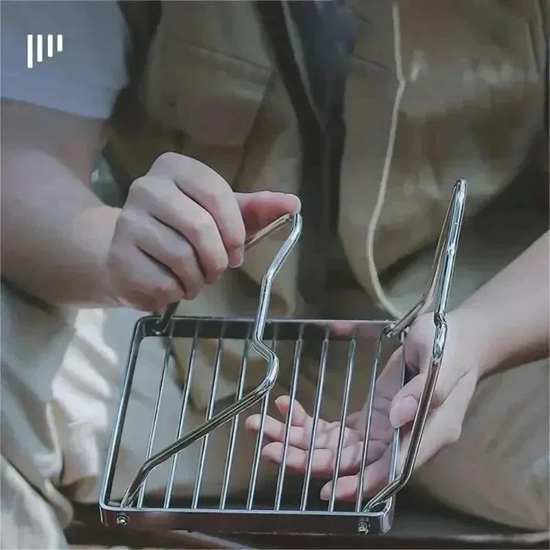 Portable Foldable Stainless Steel Camping Grill Outdoor BBQ Grill Mini Stove Rack Lightweight Compact for Picnic Hiking Travel