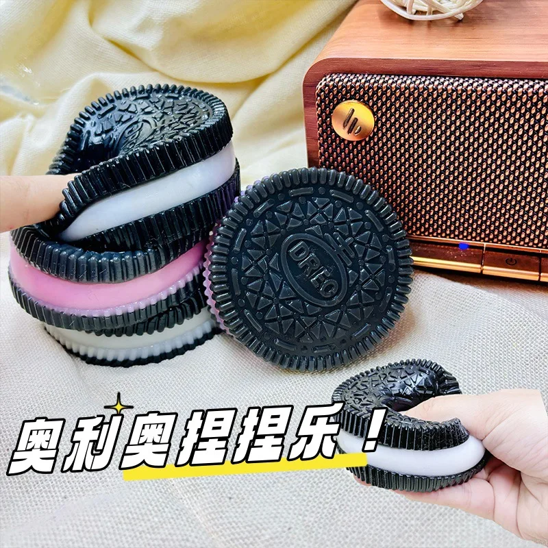 Oreo Silicone Stress Pressure Relief Squishy Toys Mochi Taba Squishy Simulated Cookies Decompression Pinching Christmas Gift Toy