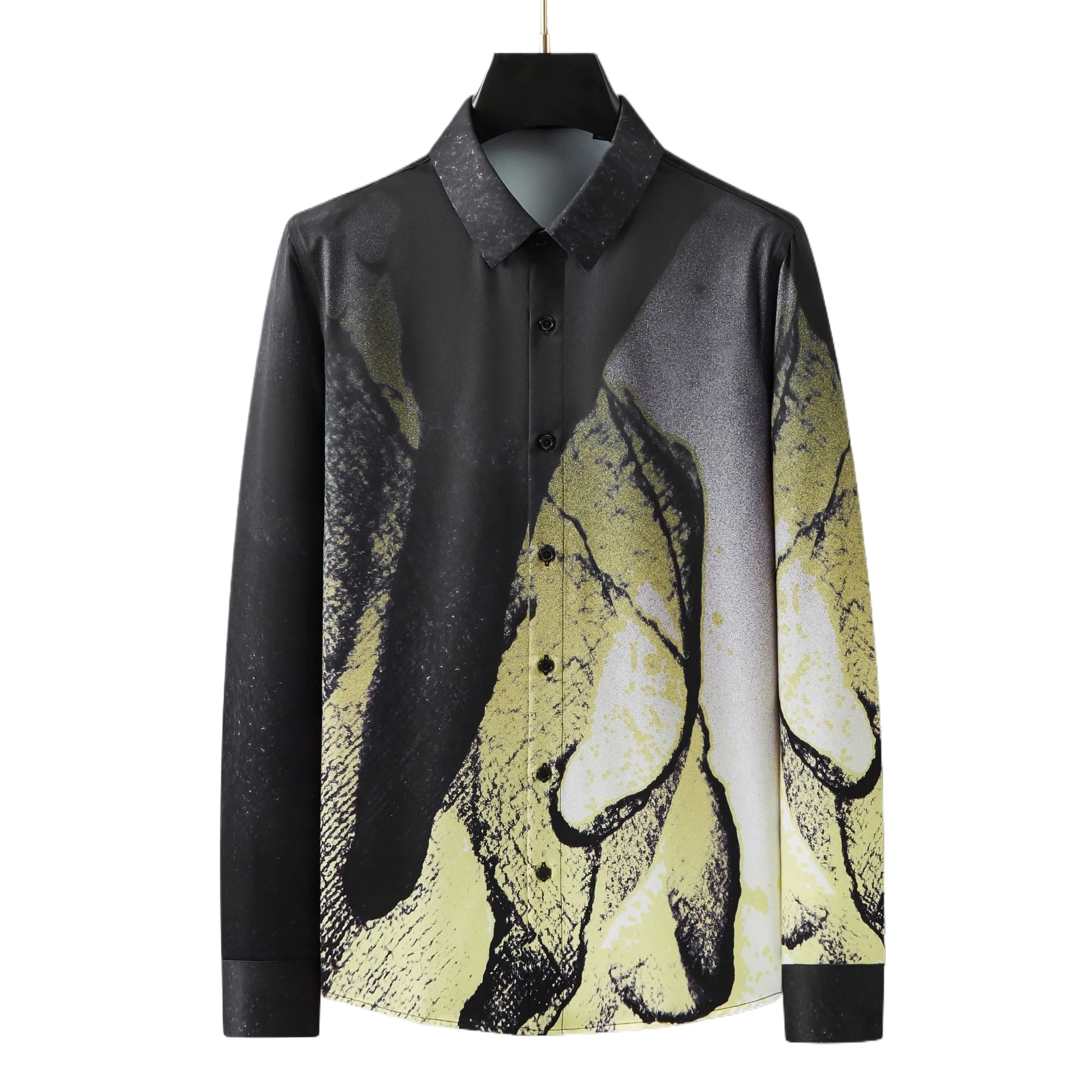 2025 Luxury Art Printed Shirt for Men Long Sleeved Casual Shirt Business Social Dress Shirts Versatile Streetwear Man Clothing