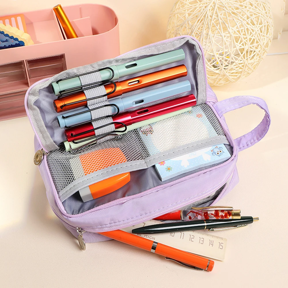 Multilayer Pencil Case Large Capacity Pen Bag Simple Multifunctional Pencil Pouch for Students School Office Stationery Supplies image 2