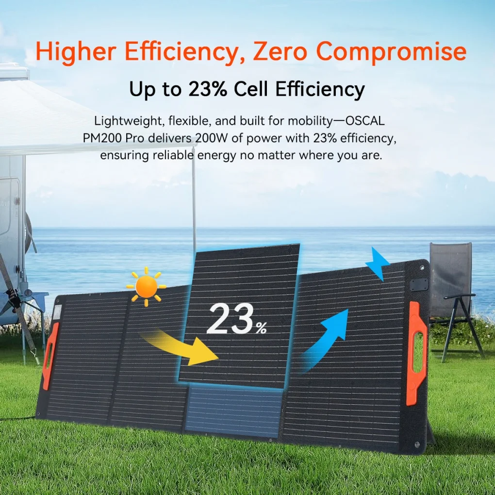 Oscal PM200 Pro Folding Solar Panel 200W Solar Panel For Portable Power Station With US EU Plug Green Charging Solar Panel