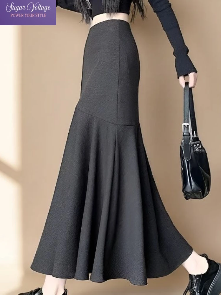 

Элегантная юбка-русалка, женская осень-зима 2025, облегающая юбка с высокой талией, нерегулярная длинная юбка в стиле ретро, модная юбка с рыбьим хвостом