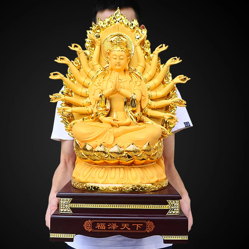 

1pc Resin Guanyin Ornaments Qianshou Guanyin Ornament Home Decoration Housewarming Gift Pray for Auspiciousness Sculpture