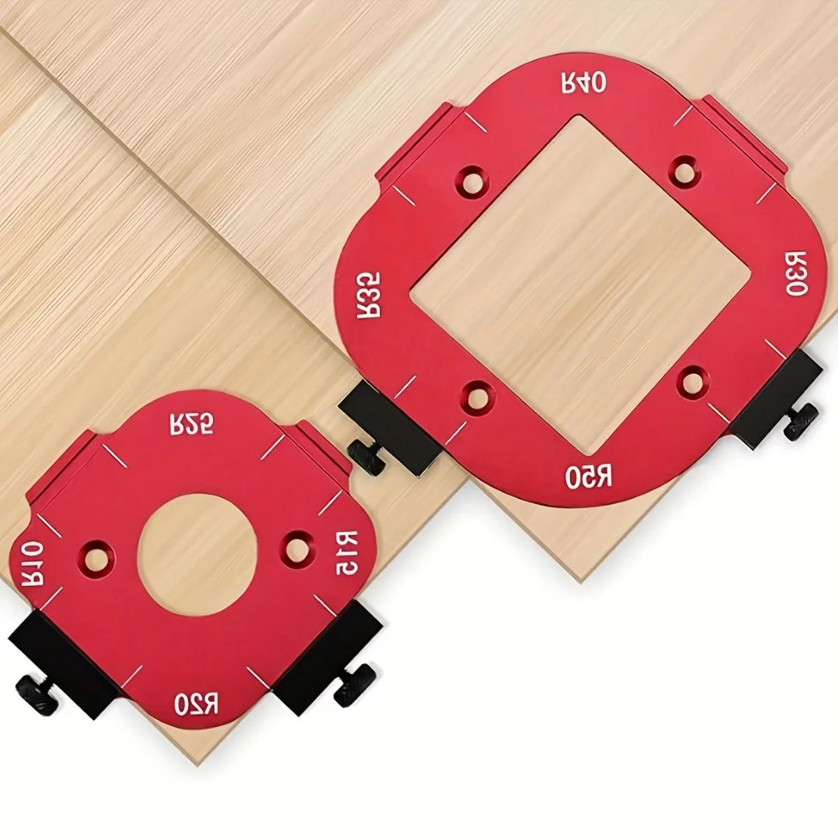 Woodworking Router Corner Arc Mold 2-Piece Set: R10-R50 Multi-Specification Arc Cutting，Aluminum Curved Positioning Fixture