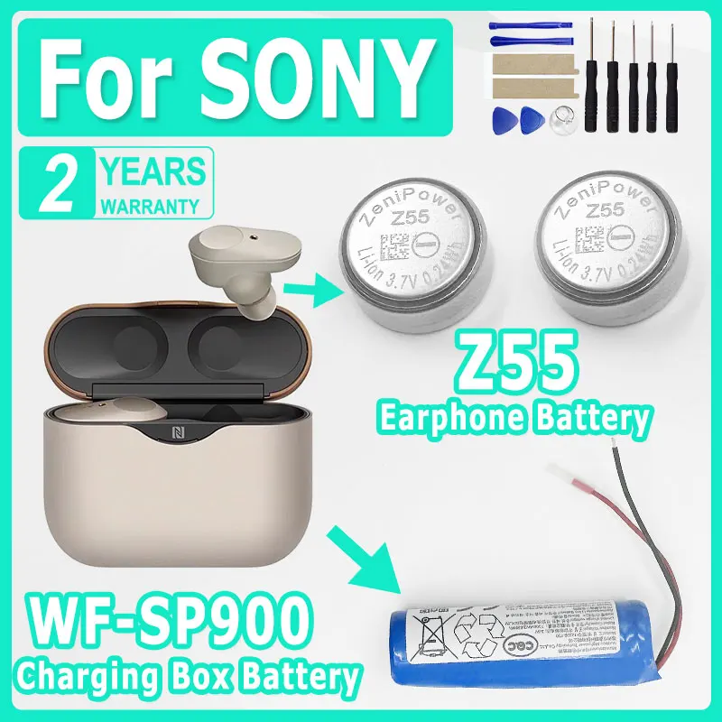 

Brand-New 3.7V Z55 Battery For Sony WF-1000XM3 WF-SP900 WF-SP700N WF-1000X TWS Earbuds Earphone CP1254 Battery+Gift