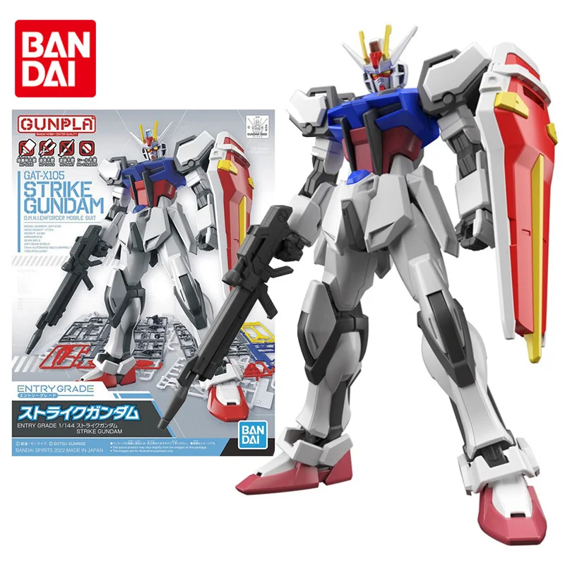 Bandai Genuine Gundam Model Kit Anime Figure ENTRY GRADE GAT-X105 Strike Collection Gunpla Anime Action Figure Toys for Children