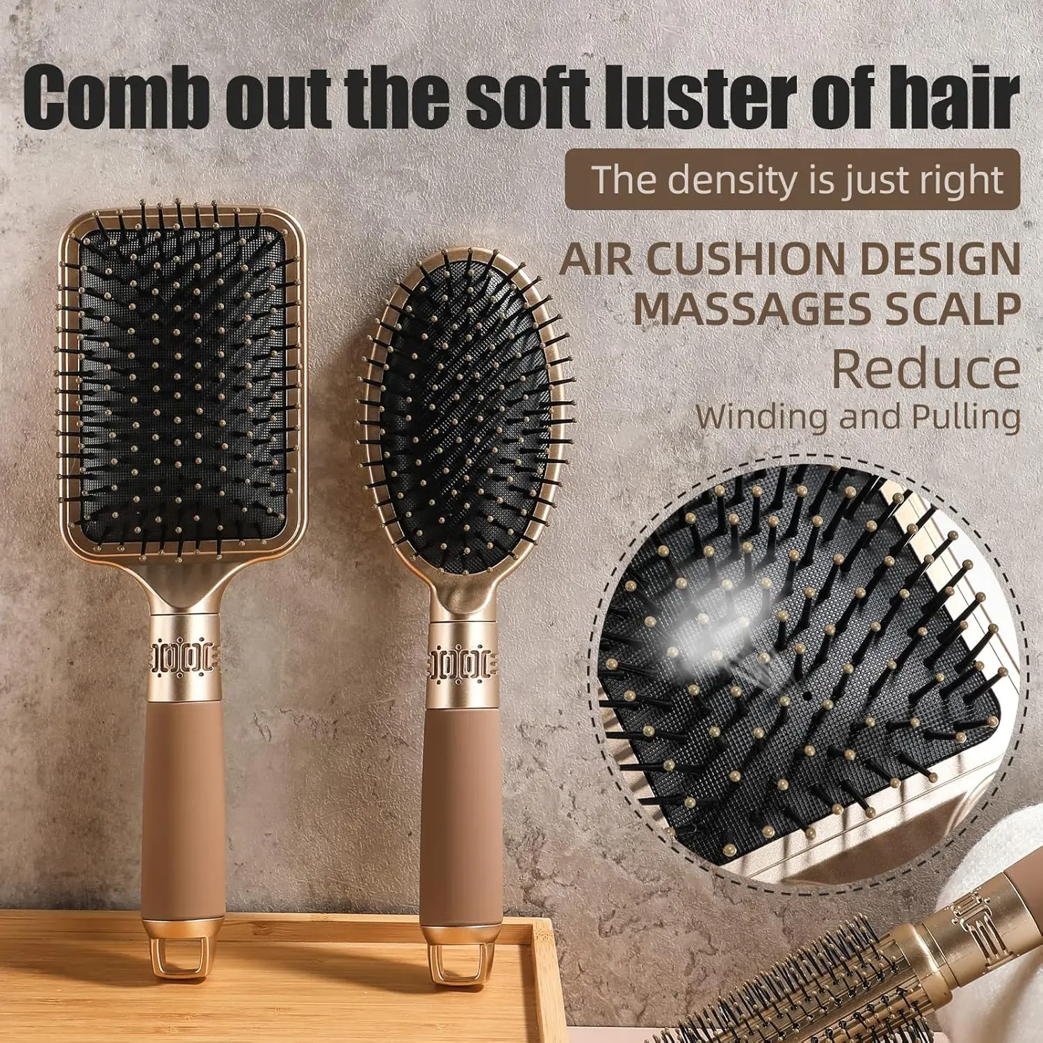 Hair Brush Set with Detangling Nylon Pins Massage Paddle Brush Cushion Hair Combs Hair Dryer Brush for Women Men Kids Girls