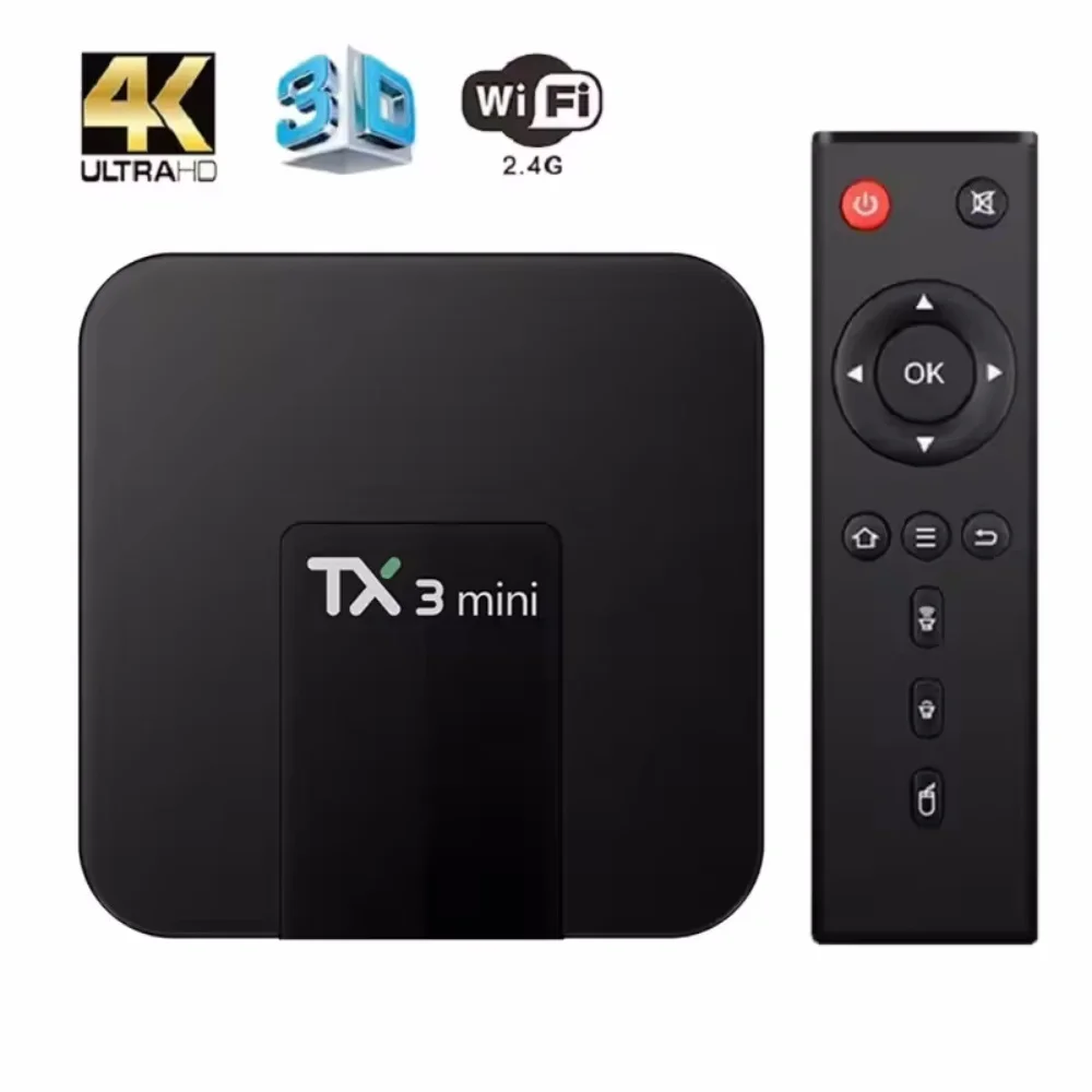 2025 TX3 Mini 4K Smart TV Box Android 8.1 Amlogic 3228A 2G 16G 4K H.265 2.4G Wifi Set-Top TV Streamer Receiver Media Player