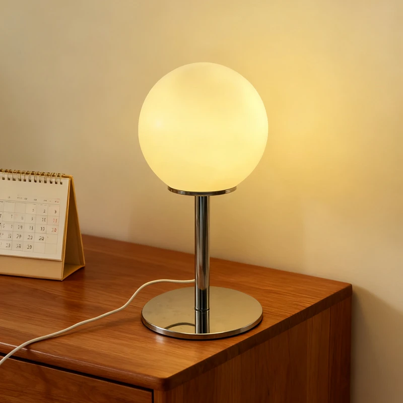 Smalto colorato Crema francese Lampada da tavolo in vetro a fungo nordico di metà secolo Camera da letto Comodino Soggiorno Lampada decorativa romantica