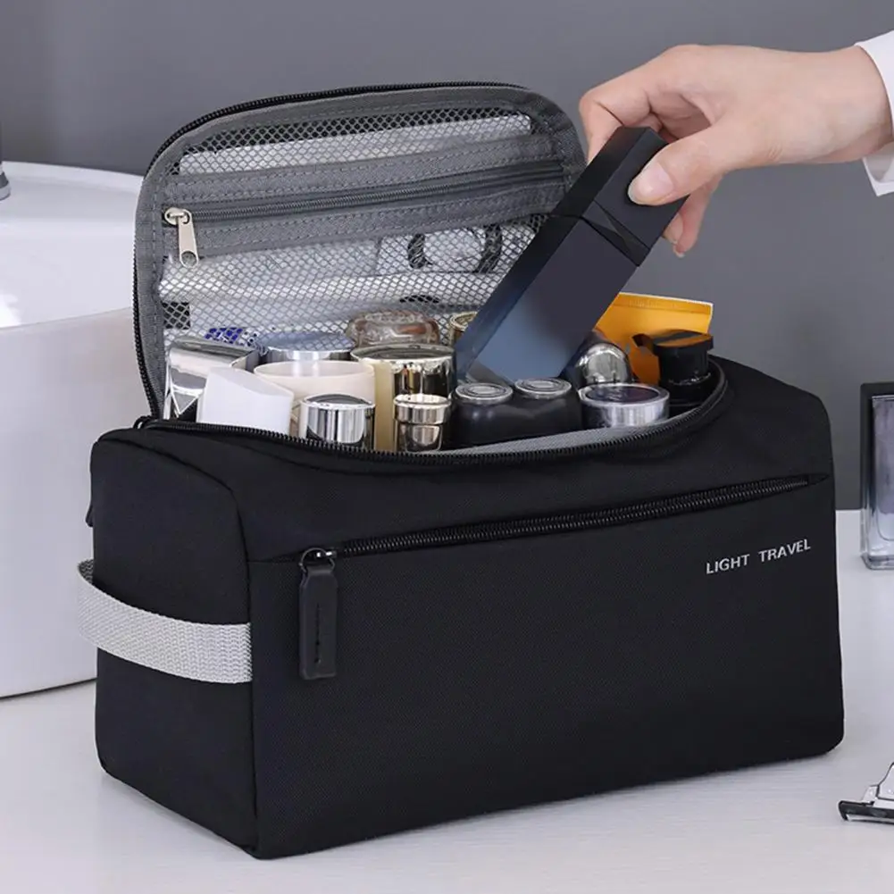 

Дорожный органайзер для туалетных принадлежностей, водонепроницаемая дорожная сумка для туалетных принадлежностей для мужчин и женщин, широко открытый косметический органайзер для макияжа, туалетные принадлежности с пышной ручкой