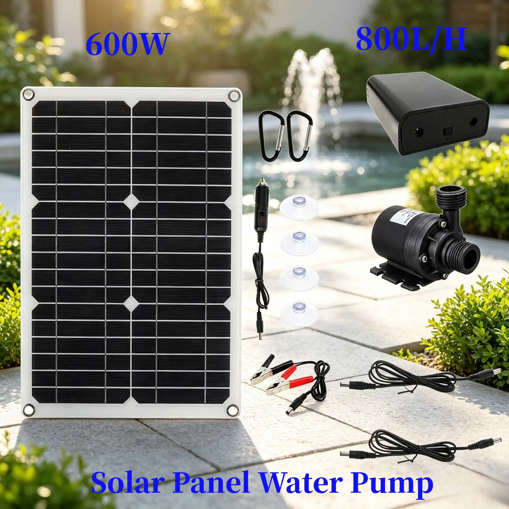 600W Solar Water Pump Kit 800L/H Solar Powered Fountain Pump For Pond Pool Garden Irrigation Aquarium Circulation