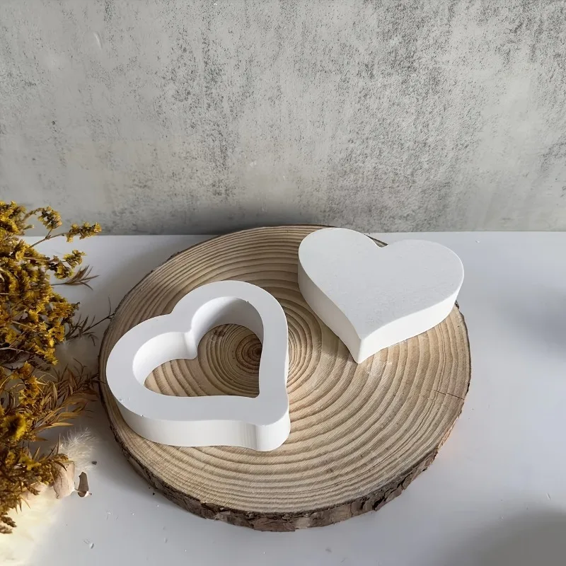 

Полые твердые силиконовые формы для украшения любви на День святого Валентина, сделай сам, гипс, бетон, сердце, украшение для свечи, смоляная форма, ремесла, литье